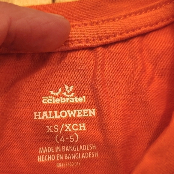 NWT Way To Celebrate Halloween Orange Long Sleeve "TOO CUTE TO SPOOK" Girls 4/5 - Picture 7 of 11